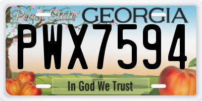GA license plate PWX7594