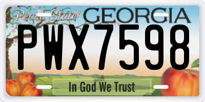 GA license plate PWX7598
