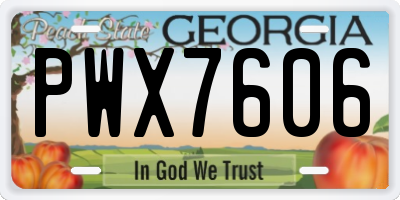 GA license plate PWX7606