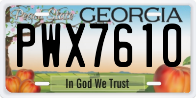 GA license plate PWX7610