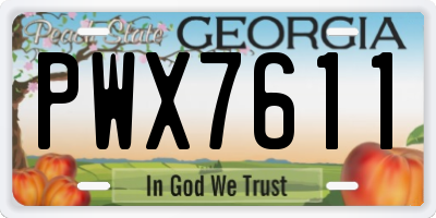 GA license plate PWX7611
