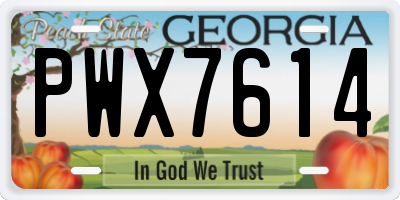 GA license plate PWX7614