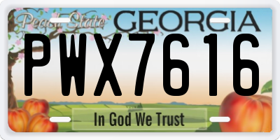 GA license plate PWX7616