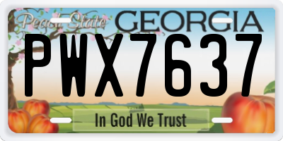 GA license plate PWX7637