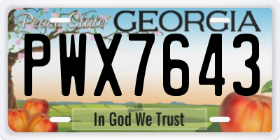 GA license plate PWX7643