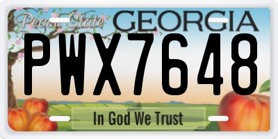 GA license plate PWX7648