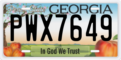 GA license plate PWX7649