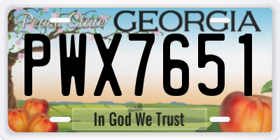 GA license plate PWX7651