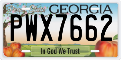 GA license plate PWX7662