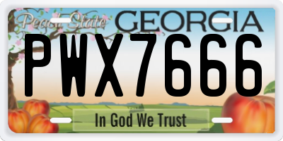 GA license plate PWX7666