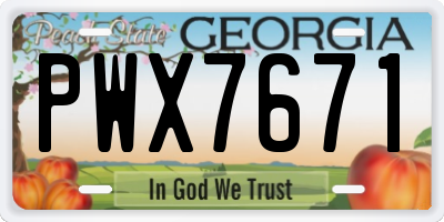 GA license plate PWX7671