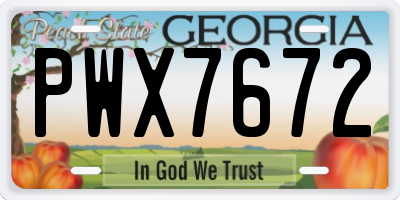 GA license plate PWX7672
