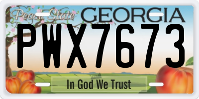 GA license plate PWX7673
