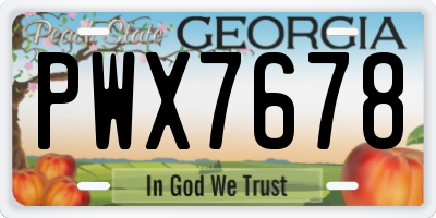 GA license plate PWX7678