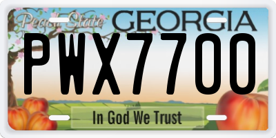 GA license plate PWX7700