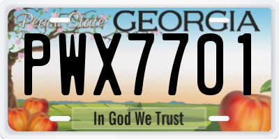 GA license plate PWX7701