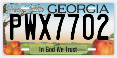 GA license plate PWX7702