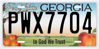 GA license plate PWX7704