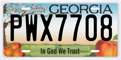 GA license plate PWX7708