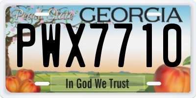 GA license plate PWX7710