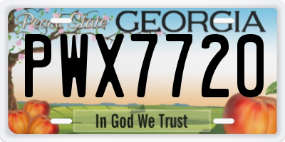 GA license plate PWX7720