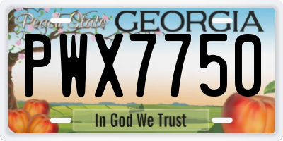 GA license plate PWX7750