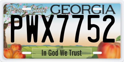 GA license plate PWX7752