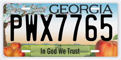 GA license plate PWX7765