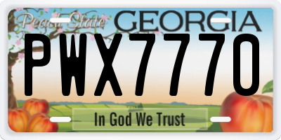 GA license plate PWX7770