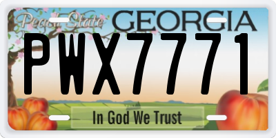 GA license plate PWX7771