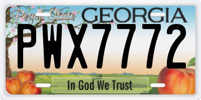 GA license plate PWX7772