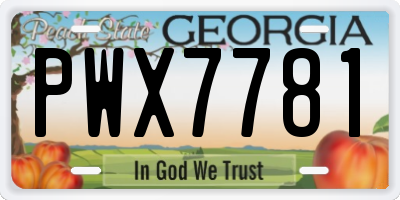 GA license plate PWX7781