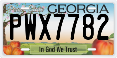 GA license plate PWX7782