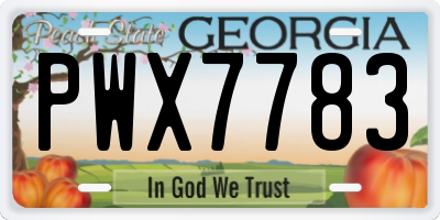 GA license plate PWX7783
