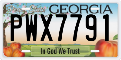 GA license plate PWX7791