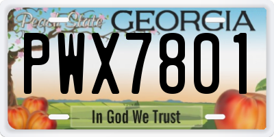 GA license plate PWX7801