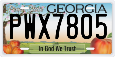 GA license plate PWX7805