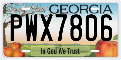 GA license plate PWX7806