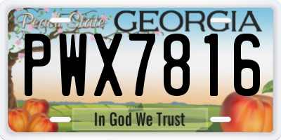 GA license plate PWX7816
