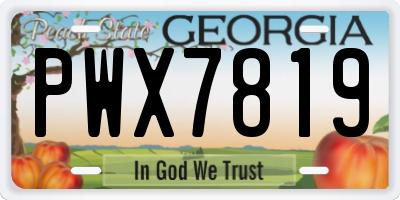 GA license plate PWX7819