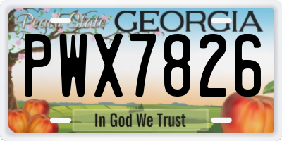 GA license plate PWX7826