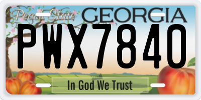GA license plate PWX7840