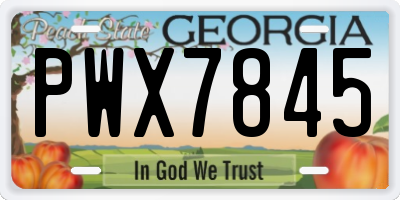 GA license plate PWX7845