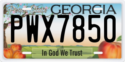 GA license plate PWX7850