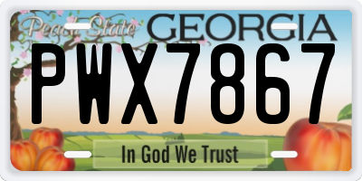 GA license plate PWX7867