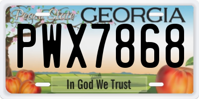 GA license plate PWX7868