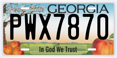 GA license plate PWX7870