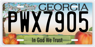 GA license plate PWX7905