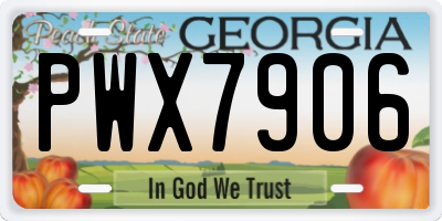 GA license plate PWX7906