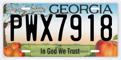GA license plate PWX7918